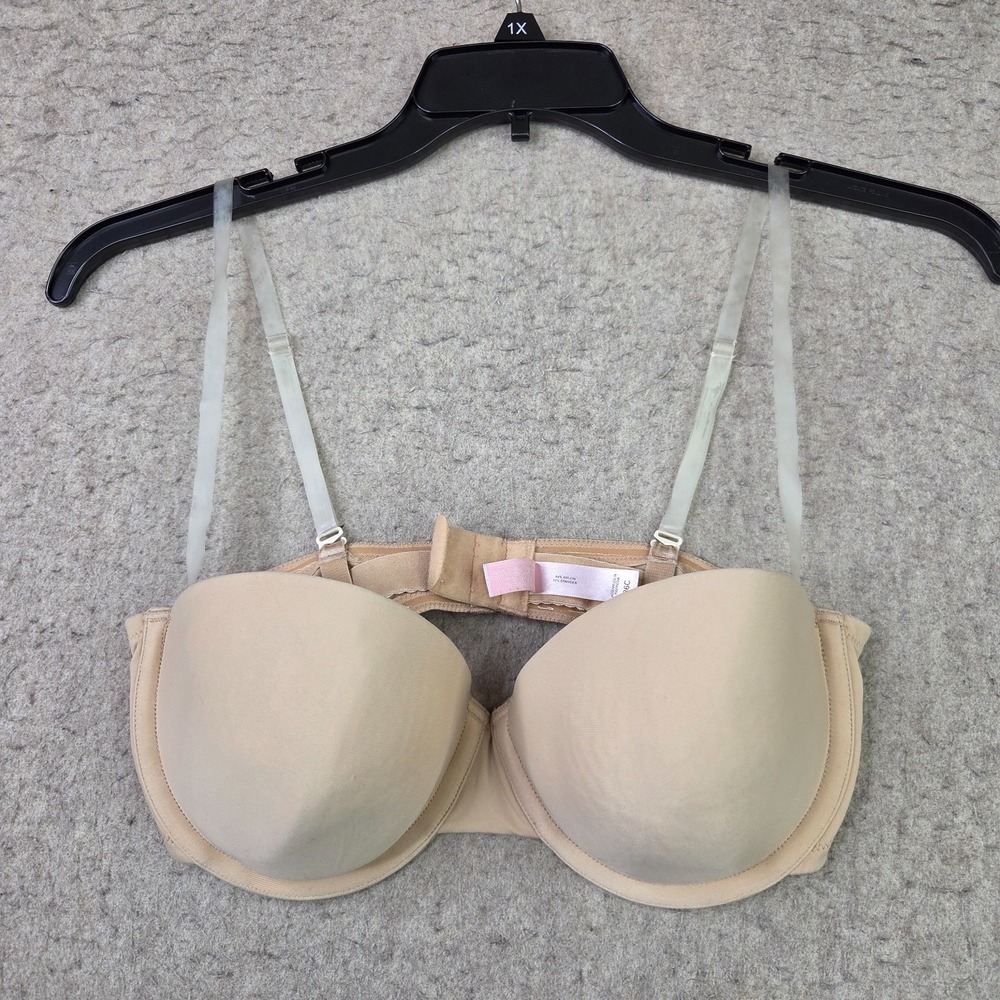 Victoria's Secret Bra Size 36C Nude Transparent Straps Underwire Strapless